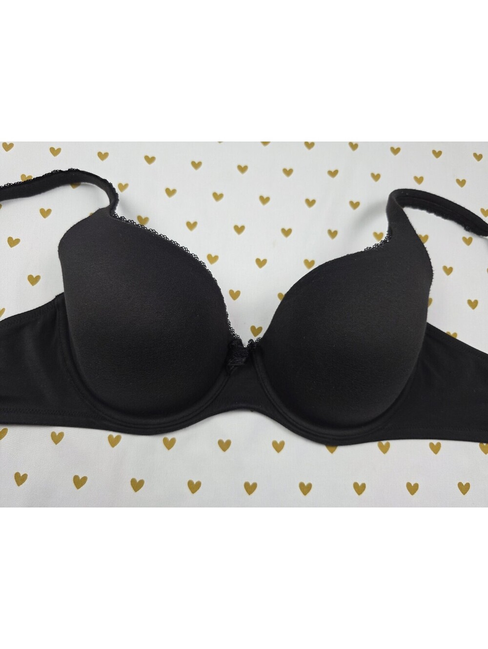 Victorias Secret Black  Lined Demi Balconette Bra 34D